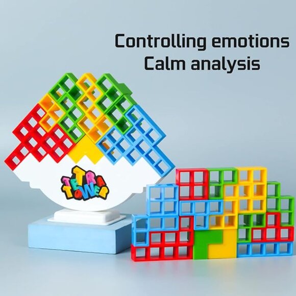 Tetris Tower Game - 48 Pcs Tetra Tower Stacking Game, Balance Perception, 48pcs - Picture 3 of 5